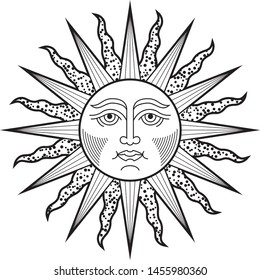 Sun Face Black White Vector Stock Vector (Royalty Free) 1455980360 ...