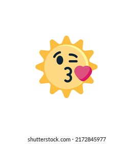 Solar Cara que sopla un icono plano de Beso, signo vectorial, pictograma colorido aislado en blanco. Símbolo, ilustración del logotipo. Diseño de estilo plano