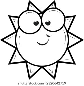 Sun face design for print or use as logo, card, flyer or T Shirt 