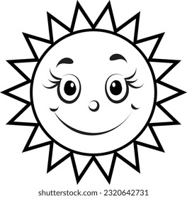 Sun face design for print or use as logo, card, flyer or T Shirt 