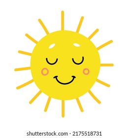 Sun face flat icon. Happy sunshine emodji, isolated vector illustration collection. Emoticons and summer concept