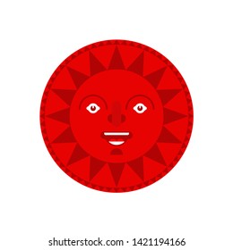 Sun with face folk symbol isolated. Vector illustration