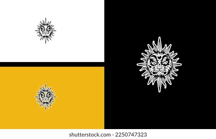 sun face funny vector outline design