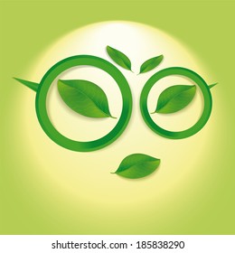Sun face with glasses. 