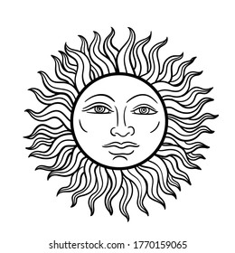 Sun Face Icon Thin Line Vector Stock Vector (Royalty Free) 1770159065 ...