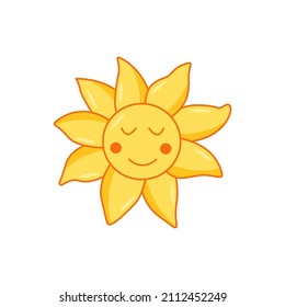 Sun face icon vector doodle illustration. A symbol of life, a concept of spring and warmth.