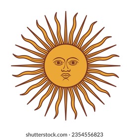 icono de sol con cara,ilustración vectorial
estilo retro del símbolo solar 