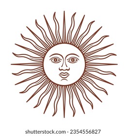 icono de sol con cara,ilustración vectorial
estilo retro del símbolo solar 