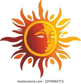 A sun with a face on it.