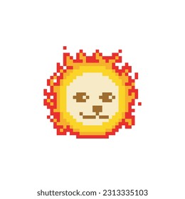 Sun with face, pixel art meme