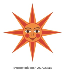 Sun with face. Russian symbol holiday Shrovetide or Maslenitsa.