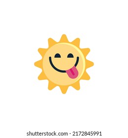 Sun Face Savoring Food flat icon, vector sign, colorful pictogram isolated on white. Symbol, logo illustration. Flat style design