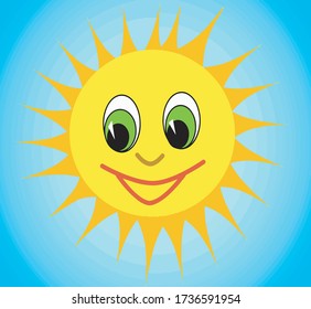 sun face smile vector icon