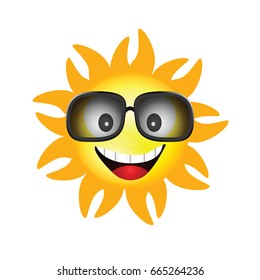sun face with sunglasses one vector illustration on white