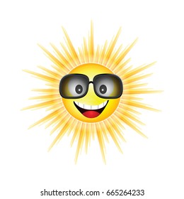 sun face with sunglasses vector illustration on white