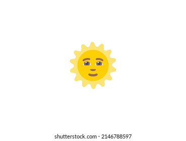 Sun-Gesichter-Vektorgrafik isoliert Emoticon. Sun-Gesichtssymbol