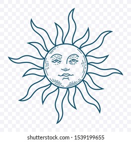 sun face vitnage design vector isolated