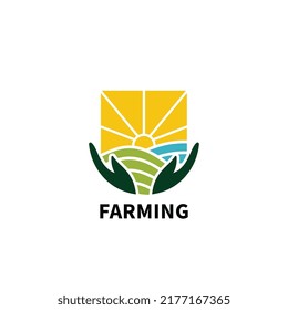 Sun Farm Field, Summer Agriculture Harvest logo design