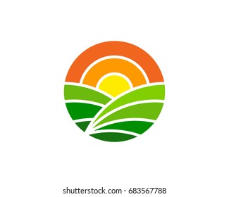 Sun Farm Icon Logo Design Element