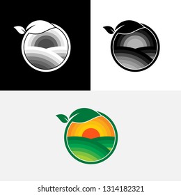 Sun Farm Leaf Field Nature Icon Logo