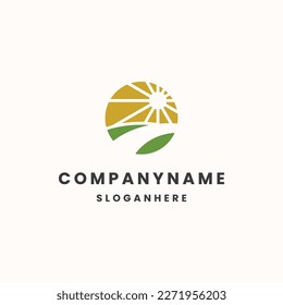 Sun farm logo icon design template vector illustration