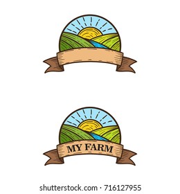 sun farm logo illustration hand draw sketch vintage