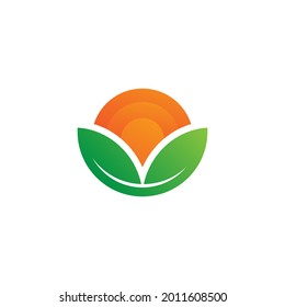 sun farm logo Vector icon design illustration Template
