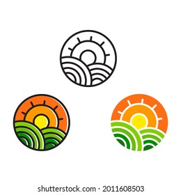 sun farm logo Vector icon design illustration Template