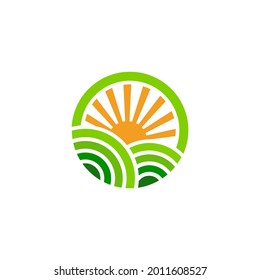 sun farm logo Vector icon design illustration Template