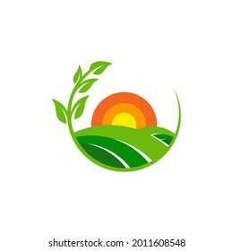 sun farm logo Vector icon design illustration Template