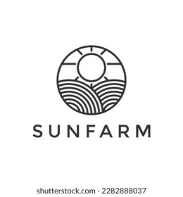 sun farm minimalist logo design template