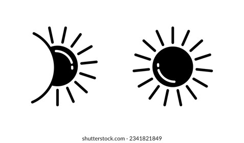 Sun Fill Icon Symbol Vector. Black Glyph Sun Icon
