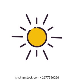 Sun fill style icon design, summer nature tropical season holiday sunny weather and energy theme Vector illustration