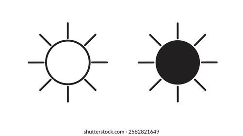 Sun filled and outlined icons vectors on white background