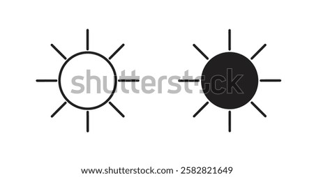 Sun filled and outlined icons vectors on white background