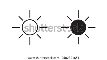 Sun filled and outlined icons vectors on white background