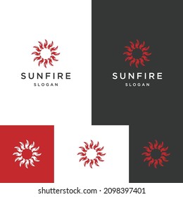 Sun Fire logo icon flat design template 