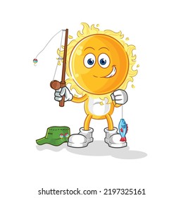 the sun fisherman illustration. character vector