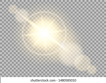 Sun flare effect in lenses. Glow of sunlight on transparent background.Light effect. vector eps10