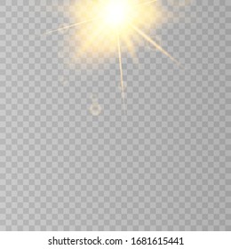 Sun flare isolated on transparent background