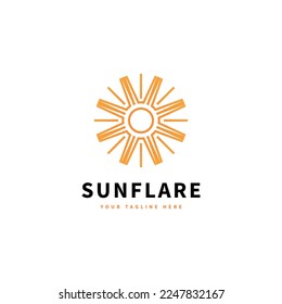 sun flare logo design with light bright shine inspiration
