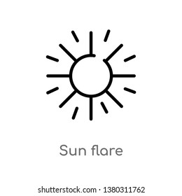 sun flare vector line icon. Simple element illustration. sun flare outline icon from nature concept. Can be used for web and mobile