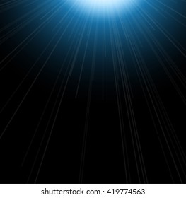 Sun flash with rays and spotlight. Light effect, sun rays, beams on black background. Vector illustration.