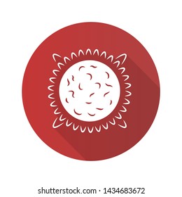 Sun flat design long shadow glyph icon. Star in Solar System center. Hot plasma sphere. Energy source. Solar activity study. Space exploration. Astronomy, astrology. Vector silhouette illustration
