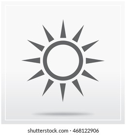 Sun. Flat icon of graphical symbol of nice weather, sunshine, sun and so on. Vector illustration
