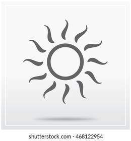 Sun. Flat icon of graphical symbol of nice weather, sunshine, sun and so on. Vector illustration
