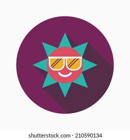 sun flat icon with long shadow