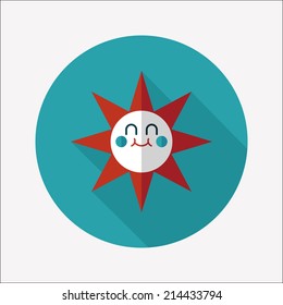 sun flat icon with long shadow