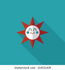 sun flat icon with long shadow