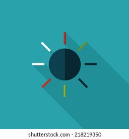 sun flat icon with long shadow